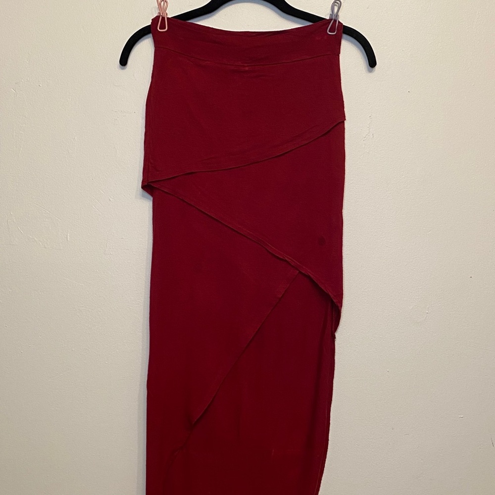 Red high-low skirt